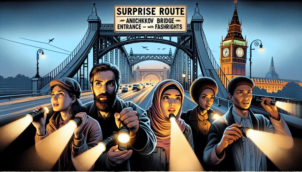 Маршрут сюрприза: Аничков мост → подъезд — с фонариками