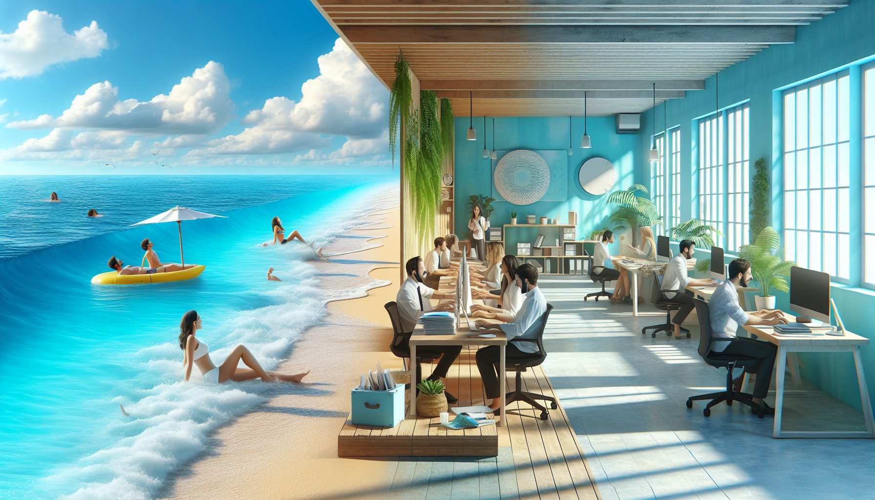 Музыка и звуки офиса после тишины моря